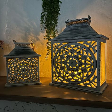 Set Portavelas Vintage Decorativo Faroles Velas Exterior Lau-4