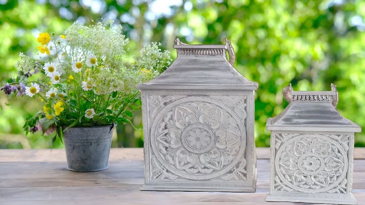 Set Portavelas Vintage Decorativo Faroles Velas Exterior Lau-6