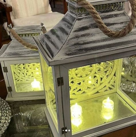 Set Portavelas Vintage Decorativo Faroles Velas Exterior Lau-8