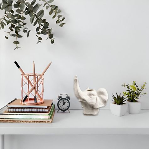 Maceta Cerámica Elefante Blanco Decoración Jhn-7