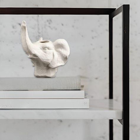 Maceta Cerámica Elefante Blanco Decoración Jhn-8