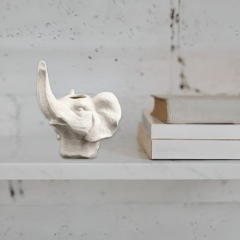 Maceta Cerámica Elefante Blanco Decoración Jhn-9