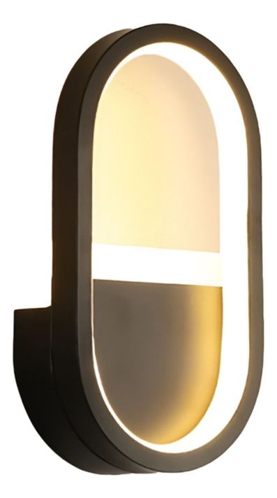 Lámpara Pared LED Moderna Ovalada Decoración Negra Jhn-0