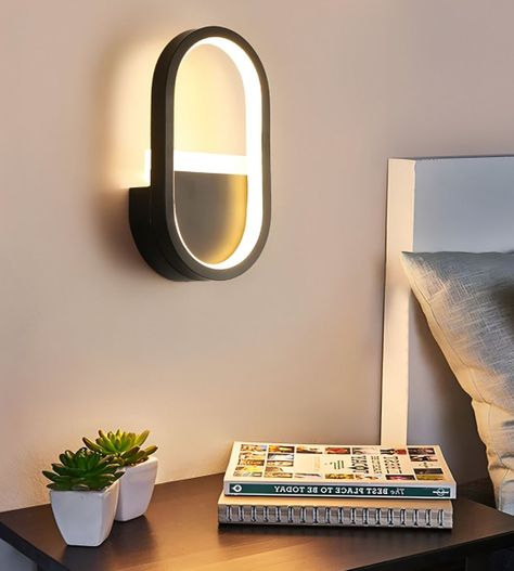 Lámpara Pared LED Moderna Ovalada Decoración Negra Jhn-3