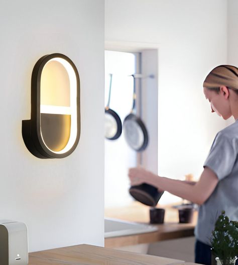 Lámpara Pared LED Moderna Ovalada Decoración Negra Jhn-4