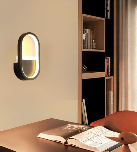 Lámpara Pared LED Moderna Ovalada Decoración Negra Jhn-6