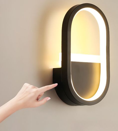 Lámpara Pared LED Moderna Ovalada Decoración Negra Jhn-7