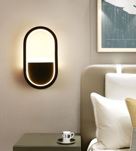 Lámpara Pared LED Moderna Ovalada Decoración Negra Jhn-8