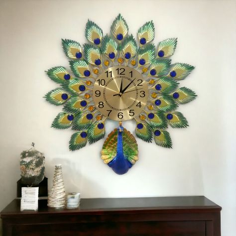 Reloj Pared Pavo Real Grande Decorativo Creativo Jhn-4