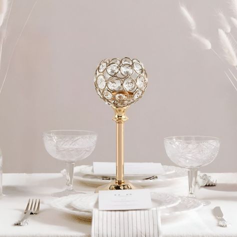 Candelabro Centro Mesa Cristal Soporte Elegante 22cm Jhn-6