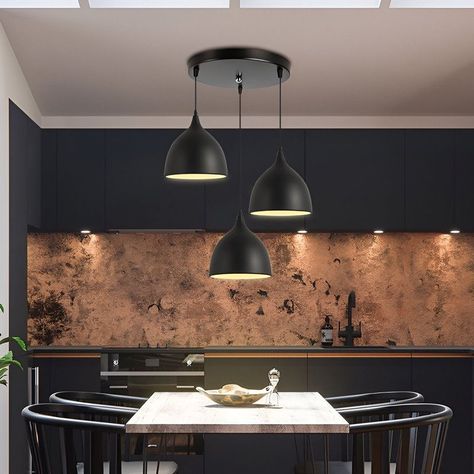 Lampara Colgante Triple Diseño Gota Hogar Comedor Lau-4