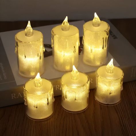 Set 9 Velas Decorativas LED Cristal Acrílico Sin Llama Jhn-1