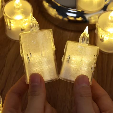 Set 9 Velas Decorativas LED Cristal Acrílico Sin Llama Jhn-3