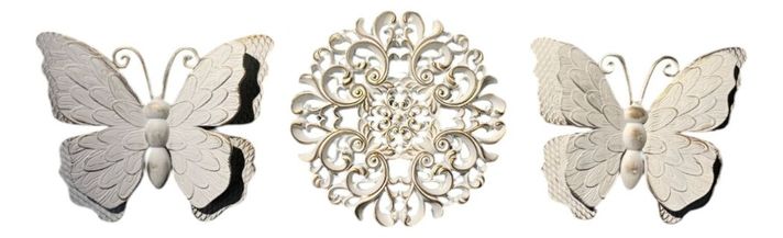 Set Decorativo Pared Mariposas Flor Arte Blanco Jhn-0