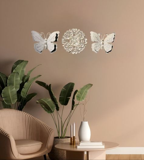 Set Decorativo Pared Mariposas Flor Arte Blanco Jhn-2
