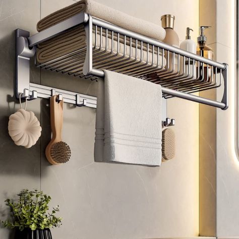 Estante Organizador Baño Doble Barra 5 Ganchos Pared Jhn-4
