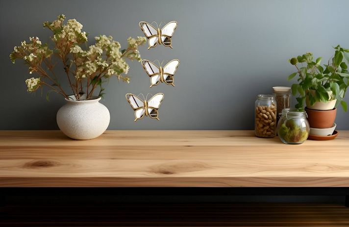 Set de 3 Espejos Mariposa Dorado Decoración Glamour Jhn-6
