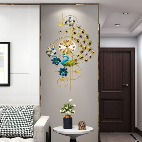 Reloj Pared Pavo Real Grande Decorativo Silencioso Jhn-5