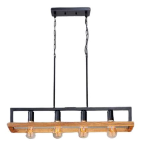 Lampara Colgante Lineal Madera 3 Luces Vintage Bar Hogar Lau-0