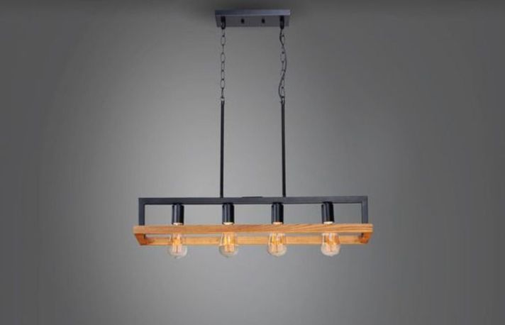 Lampara Colgante Lineal Madera 3 Luces Vintage Bar Hogar Lau-9