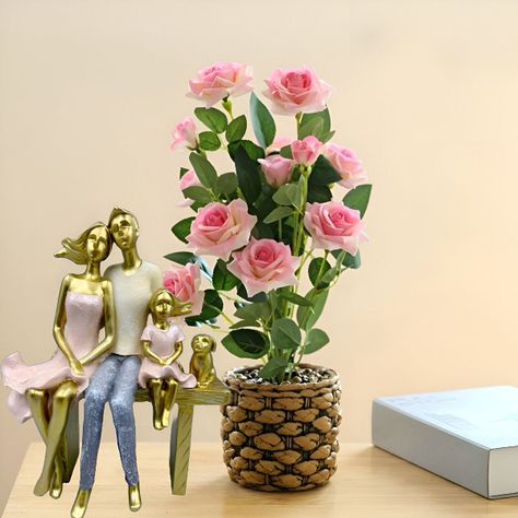 Estatua Familia Sentada Decoración Escultura Amor Jhn-7