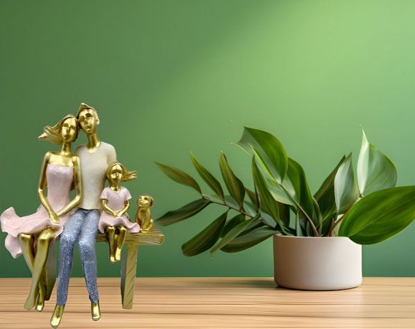 Estatua Familia Sentada Decoración Escultura Amor Jhn-8