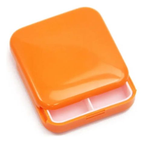 SET 6 PASTILLEROS MINI 2 COMPARTIMIENTO NARANJA PORTATIL LAU-0