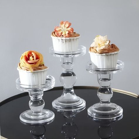 Set de 2 Candelabro Portavelas Cristal Centro Mesa 14cm Jhn-8