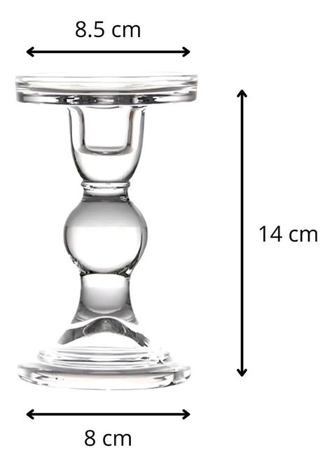 Set de 2 Candelabro Portavelas Cristal Centro Mesa 14cm Jhn-9