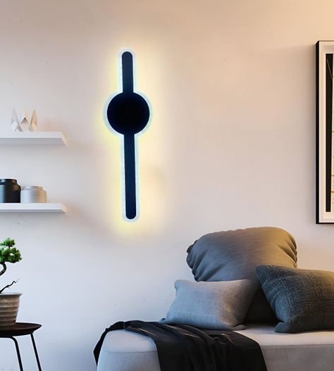 Lámpara Pared Acrílica LED Tipo Espada Negra Decorativa Jhn-9