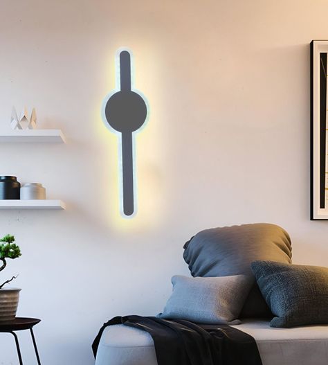 Lámpara Pared Tipo Espada LED Blanco y Gris Decorativa Jhn-6