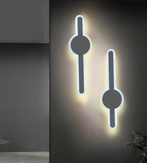 Lámpara Pared Tipo Espada LED Blanco y Gris Decorativa Jhn-7