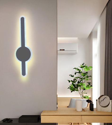 Lámpara Pared Tipo Espada LED Blanco y Gris Decorativa Jhn-8