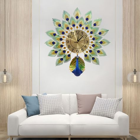 Reloj Pared Pavo Real Grande Decorativo Creativo Jhn-3