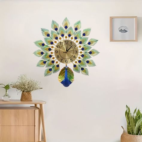 Reloj Pared Pavo Real Grande Decorativo Creativo Jhn-6