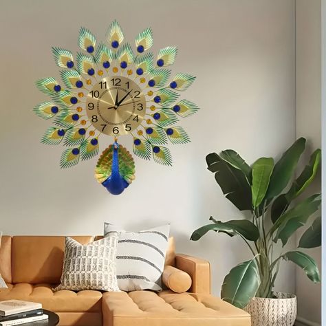 Reloj Pared Pavo Real Grande Decorativo Creativo Jhn-7