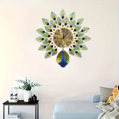 Reloj Pared Pavo Real Grande Decorativo Creativo Jhn-8