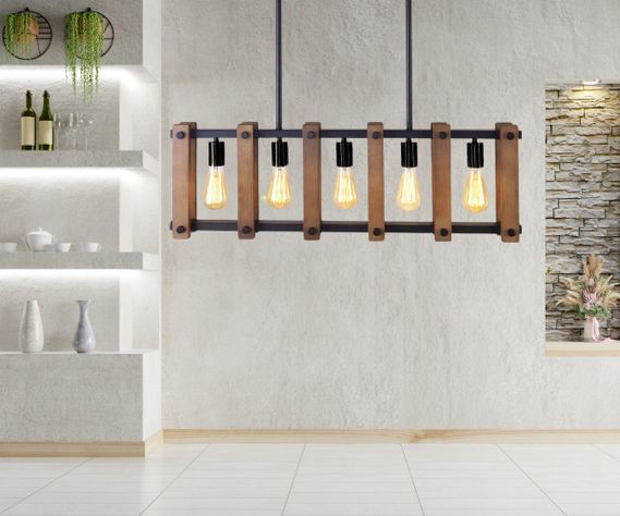 Lampara Colgante Industrial Madera Robusta Moderna Lau-6