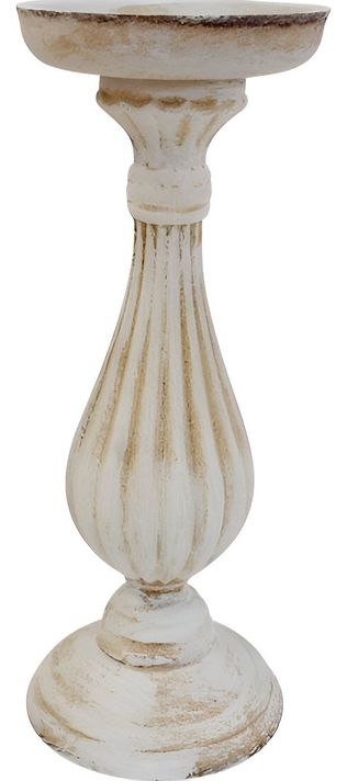 Candelabro Blanco Pilar Romano Pedestal Decorativo 34cm Jhn-1