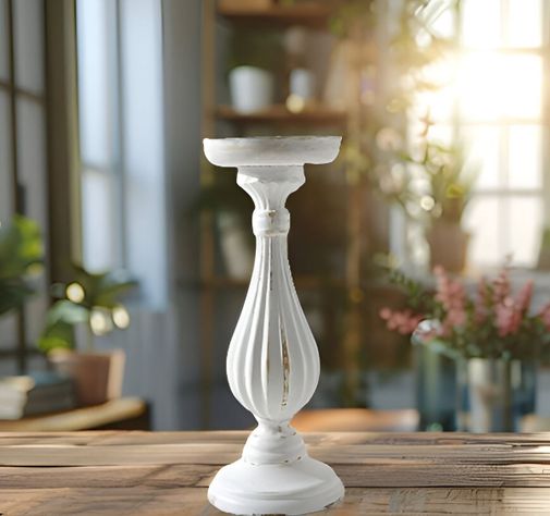 Candelabro Blanco Pilar Romano Pedestal Decorativo 34cm Jhn-2