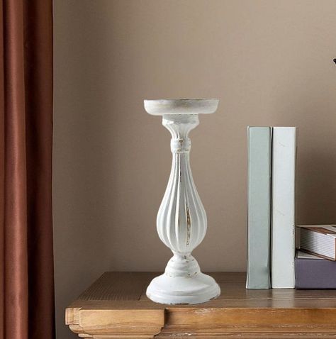Candelabro Blanco Pilar Romano Pedestal Decorativo 34cm Jhn-3