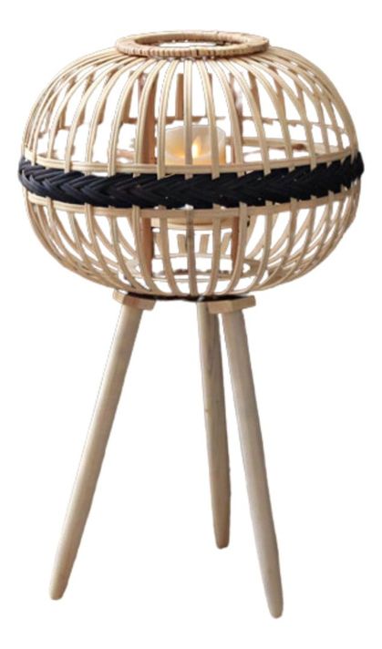Candelabro Japonés Mimbre Bambú Decoración Natural Jhn-0