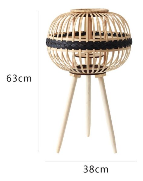 Candelabro Japonés Mimbre Bambú Decoración Natural Jhn-9