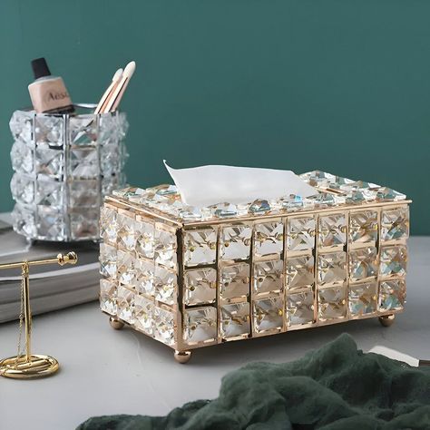 Caja Cofre Cristal Soporte Pañuelos Rectangular Hogar Lau-9