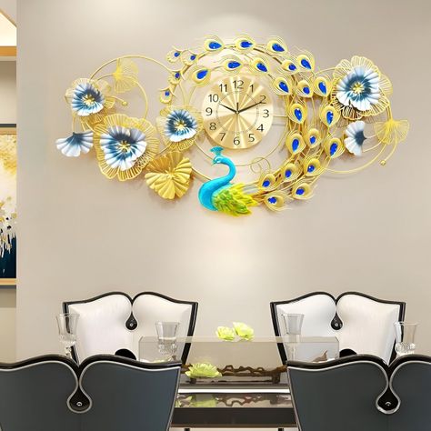 Reloj Pared Floral Pavo Real Decorativo Atemporal Jhn-3