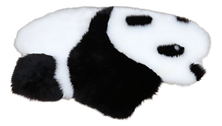 Alfombra Moderna Panda Antideslizante Blanco Negro Jhn-0