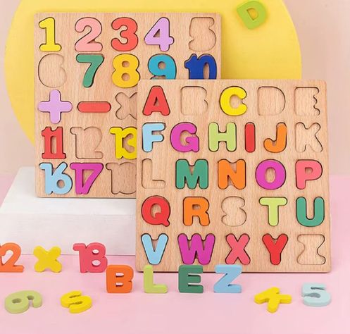 Set 3 Rompecabezas Madera Numero Letras Educativo Niños Lau-7