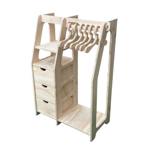 Closet Montessori De Madera Incluye  6 Colgadores-0