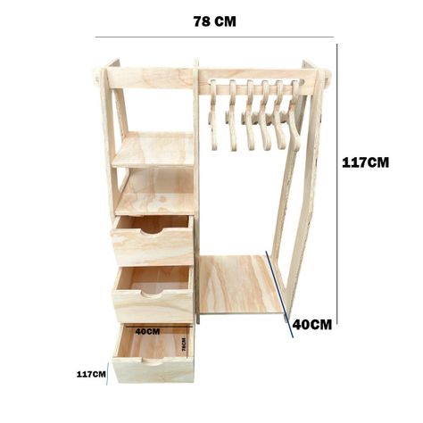  Closet Montessori De Madera Incluye  6 Colgadores-1