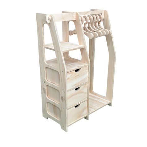  Closet Montessori De Madera Incluye  6 Colgadores-5